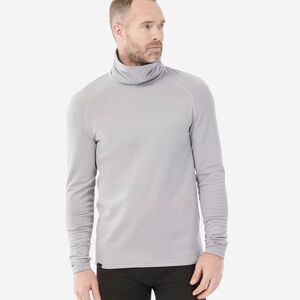 Wedze Men's Warm, Breathable Turtleneck Ski Base Layer 500 Light Grey Large